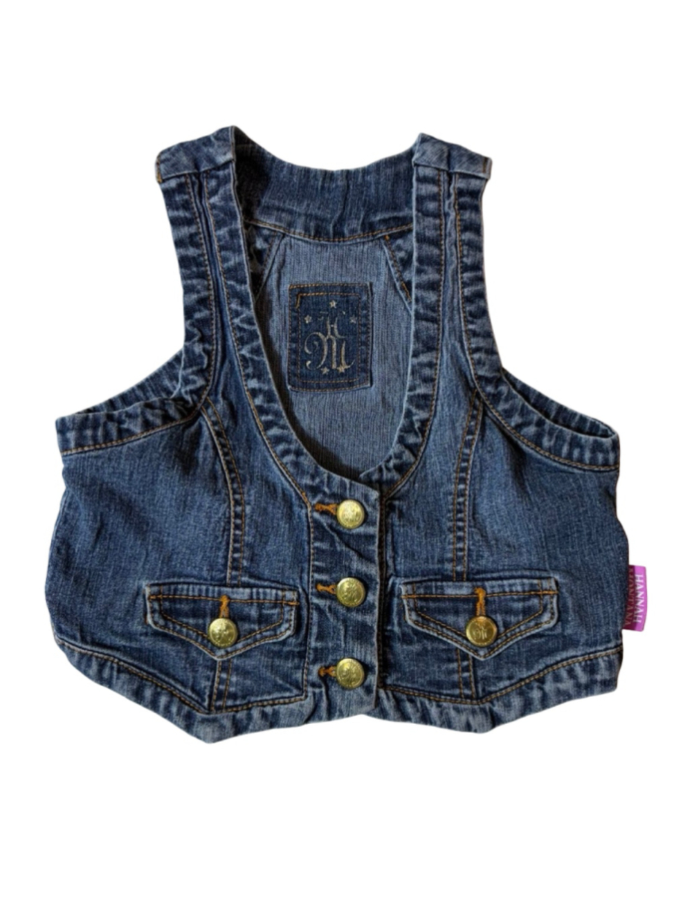 Hannah Montana Girls 10/12 Denim Vest Disney Y2K Cropped Western Jean